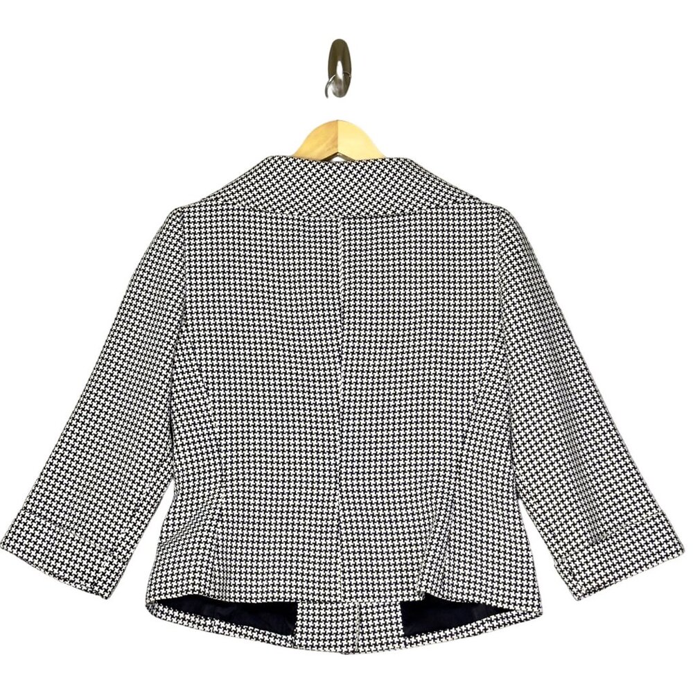 Talbots Black White Houndstooth 3/4 Sleeves Vintage Shawl Collar Jacket Size 6 - Picture 5 of 11